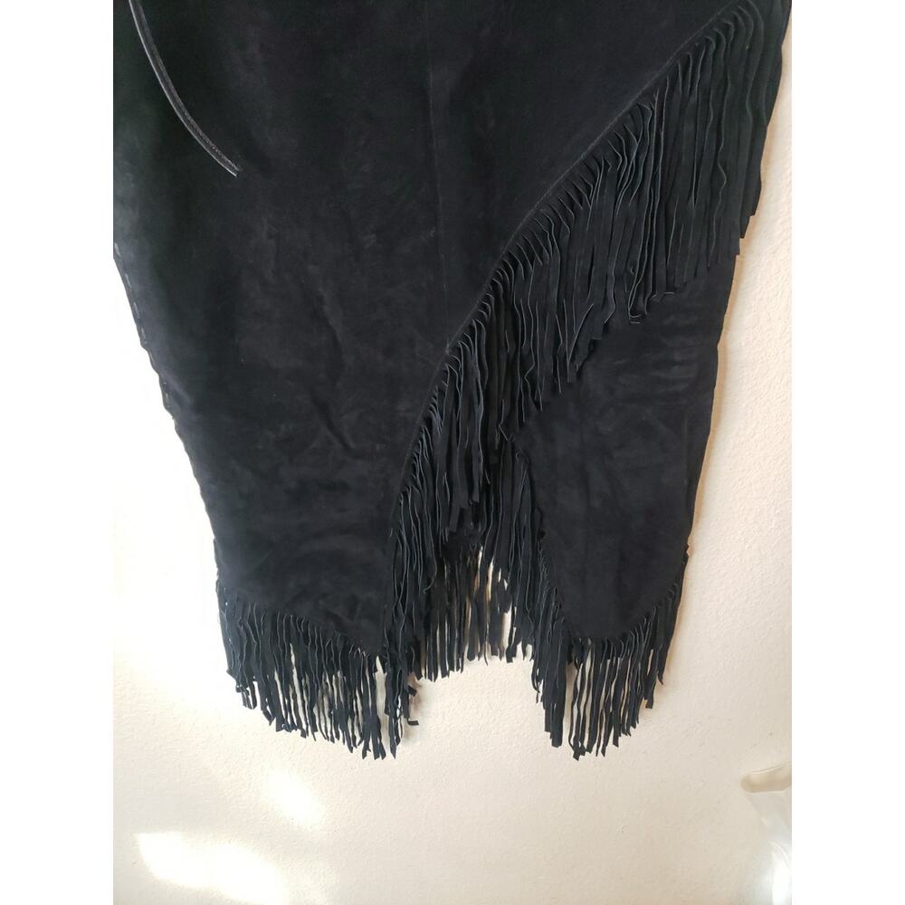 Scully Leather Womens Long Suede Fringe Skirt Black Size XL Western Country - Picture 7 of 13